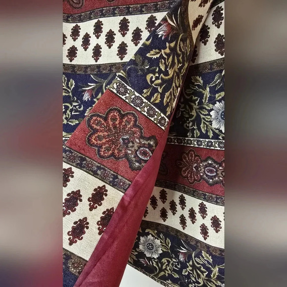 Breeches Linen Blend Vintage Multicolor Floral Wrap Skirt Size-14 - Picture 5 of 9